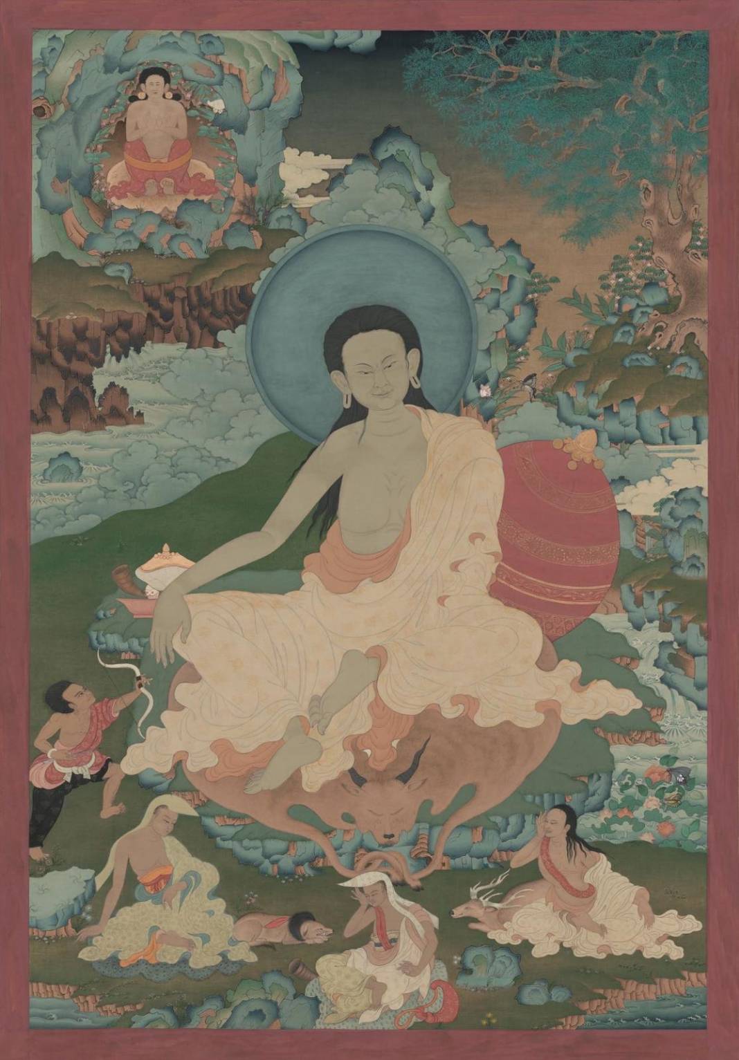 大黒天のタンカ：憤怒の相で描かれ、障害を取り除き富と繁栄をもたらす守護神の姿