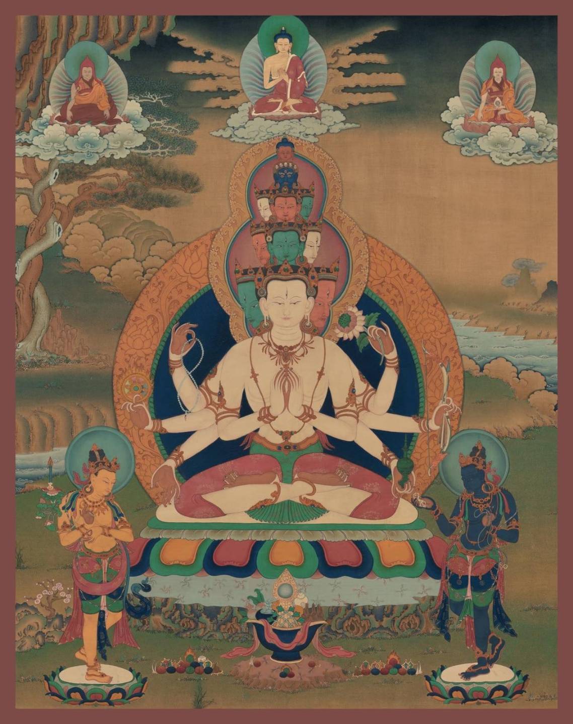 千手観音のタンカ：無数の手と眼を持ち、あらゆる衆生を救済する慈悲深い姿